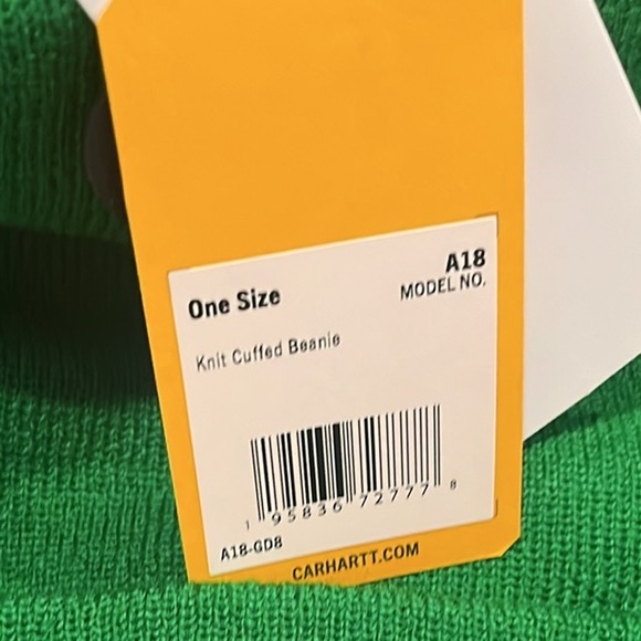 Carhartt Knit Cuffed Beanie Green Carhartt Beanie Patch NWT A18 GD8 - Picture 6 of 7